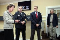 Mayor McMillan reads Captain Graham’s certificate with Chief Robert, CFD, Chief Ansley, CPD and Pat Nowell, who received the award for Captain Graham. (Photos by Jim Knoll-CPD)