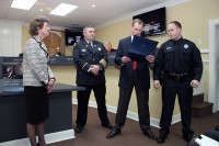 Chief Ansley reads the citation of the Mayor’s certificate to Officer Skinner. (Photos by Jim Knoll-CPD)