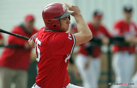 Reed Harper had a pair of doubles in a 2-for-2 outing against Alabama A&M, Sunday afternoon. (Mateen Sidiq/Austin Peay) 