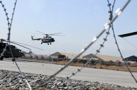 An Afghan National Security Force Mi-17 helicopter lands at Forward Operating Base Fenty in eastern Afghanistan’s Nangarhar Province to load supplies destined for Afghan troops stationed at Barge Matal and Naray in Kunar Province March 10th. (Photo by U.S. Army Spc. Richard Daniels Jr., Task Force Bastogne Public Affairs)