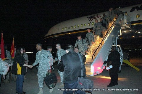 Soldiers of the 101st Combat Aviation Brigade return home to Fort Campbell on Saturday evening