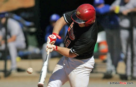 First baseman John Hogan had two hits and three RBI in the Govs series-opening victory at Jacksonville State, Saturday. (Keith Dorris/Dorris Photography)