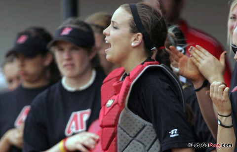 Junior catcher Amy Mills had a two-run homer in Game 1 to give the Lady Govs their first lead of the day, 5-4. (Keith Dorris/Dorris Photography)