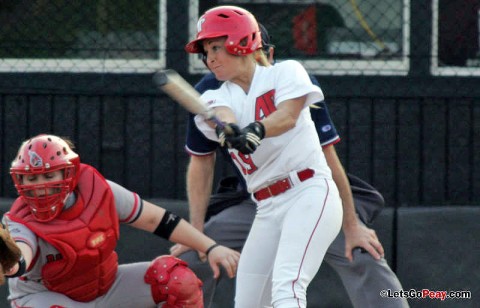 Red-shirt sophomore Jessica Ryan had four hits in doubleheader, including her fourth home run of the season in Game 1. (Austin Peay Sports Information)