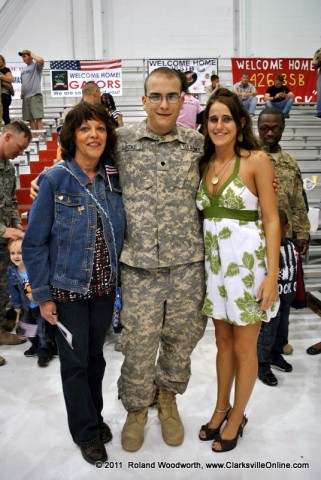 SPC Adam Locke with his mother, Marlie Locke and wife Teresa Locke