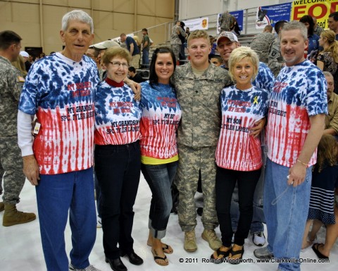 SPC Lambert with girl friend Lauren Keller and his family