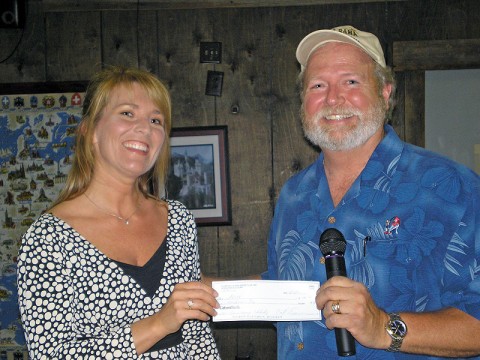 Jim Nolan (right), president of the local Edelweiss Club, presents Andrea Yarbrough with the Edelweiss Club of Clarksville APSU German Scholarship. Yarbrough is a German language major at Austin Peay State University. (Photo provided by Norbert Puszkar, APSU associate professor of German)