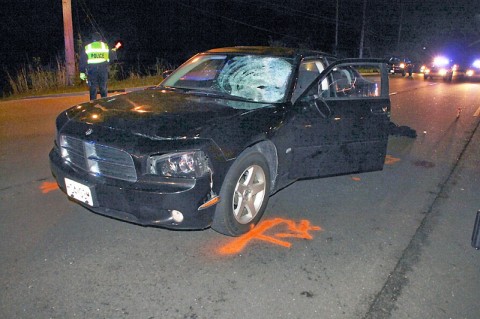 2010 Dodge Charger at scene after crash (Photo by Jim Knoll-CPD)