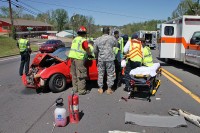 Multiple car crash sends two to the hospital. (Photo by Jim Knoll)