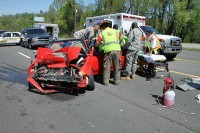 Multiple car crash sends two to the hospital. (Photo by Jim Knoll)