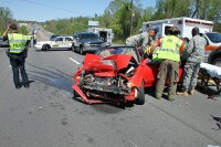 Multiple car crash sends two to the hospital. (Photo by Jim Knoll)