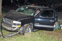 Chevy Tahoe crashed into a tree off Pembroke Road. (Photo by Officer John Reyes)