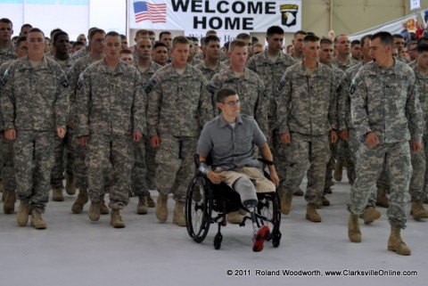 2nd Brigade Combat Team Soldiers Returning From Afghanistan led in by Wounded Soldiers