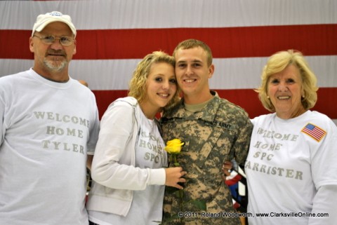 Robert Benson, Katherine Kelley, SPC Tyler Farrister and Johnette Clark