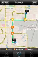 The map feature in Driver Feedback shows where different driving events occurred.