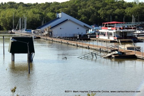 Paris Landing Marina currently flooded from the high waters of Kentucky Lake.