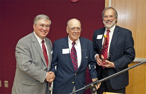 APSU President Tim Hall, local businessman James Maynard and TBR Chancellor John Morgan. (Photo by Bill Persinger/APSU Public Relations and Marketing)