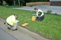 Officer Derrick Cronk and Officer Melissa Spielhagen on scene investigating the hit and run. (Photo by CPD-Jim Knoll)