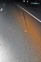 Tread marks on the road left behind by the motorcyle. (Photo by CPD-Jim Knoll)