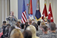 The Chief of Staff of the Army (CSA) visited Fort Campbell, Kentucky on Thursday, 23rd June 2011. General Martin E. Dempsey paid a visit to Fort Campbell where he and his wife Deanie met with Soldiers and their spouses. "Be proud of yourselves and your Families and your children for the role that they've played," said Dempsey. (Official Army photo by: Jerry Woller)