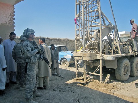 The 530th Combat Sustainment Support Battalion, 101st Sustainment Brigade, is addressing the needs of Afghan villagers in the Balkh province by working to provide water wells in the region. (Courtesy Photo)