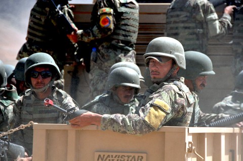 Soldiers with the 203rd Combat Logistics Battalion Afghan National Army, prepare to conduct training in preparation for their upcoming validation mission. The 101st Special Troops Battalion, 101st Sustainment Brigade will work with the ANA as mentors for these soldiers at their next duty station. (Photo by Sgt. 1st Class Peter Mayes)