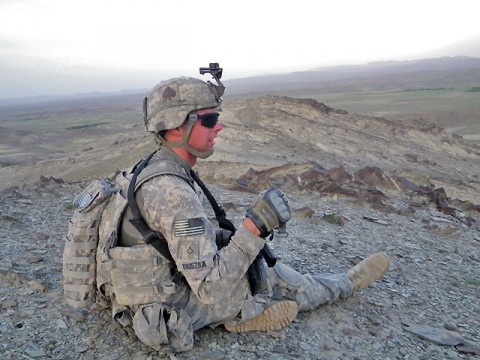 U.S. Army Pfc. Kruszka from the Mortar Platoon, 1st Battalion, 506th Infantry Regiment, TF Red Currahee, 4th Brigade Combat Team, 101st Airborne Division, TF Currahee, rests after climbing to a mountain top near the area where his platoon secured key terrain. His platoon provided indirect fire support during Operation Red Storm which cleared the Gwashta Pass in Paktika Province, Afghanistan, May 23rd-28th. (Photo by U.S. Army Staff Sgt. Matt Graham, Task Force Currahee Public Affairs) U.S. Army Pfc. Kruszka from the Mortar Platoon, 1st Battalion, 506th Infantry Regiment, TF Red Currahee, 4th Brigade Combat Team, 101st Airborne Division, TF Currahee, rests after climbing to a mountain top near the area where his platoon secured key terrain. His platoon provided indirect fire support during Operation Red Storm which cleared the Gwashta Pass in Paktika Province, Afghanistan, May 23rd-28th. (Photo by U.S. Army Staff Sgt. Matt Graham, Task Force Currahee Public Affairs)