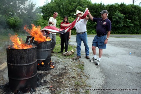 The final flag of the 2011  Flag Retirement Ceremony is committed to the flames