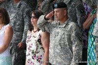 Maj. Gen. John F. Campbell returning the salute of the soldiers under his command