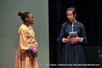 Brianna Tyre (left) and Ariana Nelson (right) during their performace of Nannie Haskins: Tolerating the Enemy.