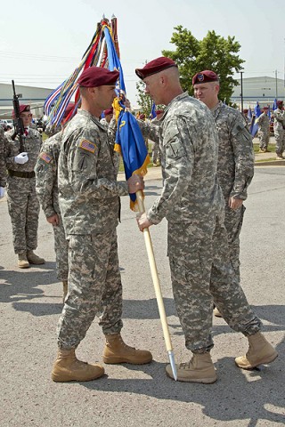 Command Sgt. Maj. Gregory Chambers (left) and Col. John Thompson (right), commander of the 160th Special Operations Aviation Regiment (Airborne). (160th Special Operations Aviation Regiment courtesy photo.)