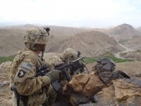 Soldiers from Company C, 1st Battalion, 506th Infantry Regiment, 4th Brigade Combat Team, 101st Airborne Division, Task Force Currahee, pull security from the top of a mountain in Paktika Province during operation Surak Basta III on June 23rd. (Courtesy Photo)