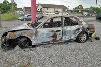 2003 Hyundai Sonata was heavily damaged by the fire.