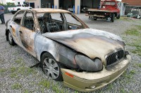 2003 Hyundai Sonata was heavily damaged by the fire.