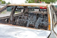 2003 Hyundai Sonata was heavily damaged by the fire.