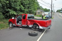 The 97 Ford F-150 that was crashed into by a stolen 2003 Ford Expedition.