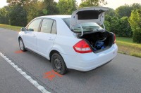 Honda motorcycle collided with the Tahoe, throwing the rider, and continued on without the rider to collided with a Nissan Versa. (Photo by CPD Jim Knoll)