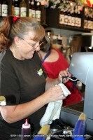 Cleaning the espresso machine after making a cup