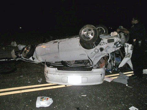 Vehicle rollover accident on Needmore Road near Cabana Drive. (Photo by Sgt Coz Minetos)