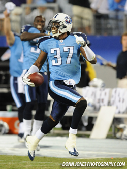 Rookie CB Tommie Campbell's 90-yard interception return for a touchdown gave the Titans a 14-10 lead in the third quarter. (Donn Jones Photography.com)