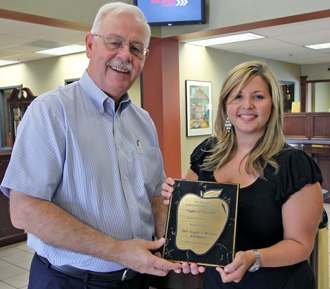 (L to R) CMC Education Foundation President Terry Strange and Legends Bank Vice President of Marketing Brittney Campbell.