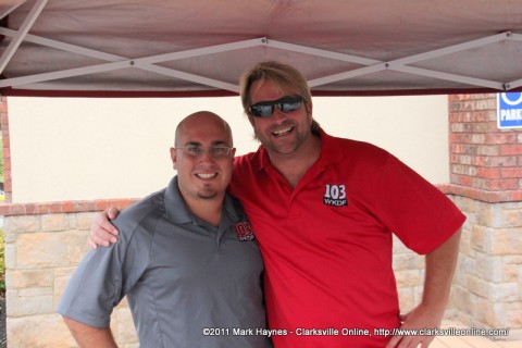 Jeremy Mieghbours (left) and Stew James (right) from 103 WKFD doing a live remote at the Sudden Service on Highway 48/13