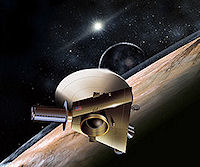 An artist’s concept of New Horizons at Pluto.