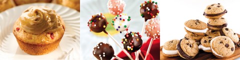 Peanut Butter and Jelly Muffins, Chocolate Covered Banana Muffin Pops and Chocolate Chip Whoopie Pies Cookies. Peanut Butter and Jelly Muffins, Chocolate Covered Banana Muffin Pops and Chocolate Chip Whoopie Pies Cookies.