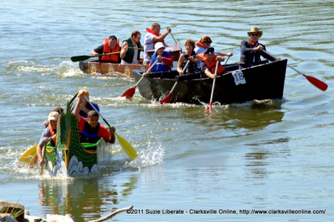 The Clarksville City Council Boat leads the pack in the 2011 Riverfest Regatta