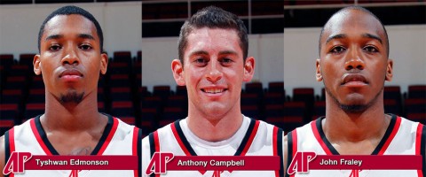 (L to R) TyShwan Edmondson, Anthony Campbell and John Fraley have earned College Sports Madness Preseason All-Ohio Valley Conference honors.