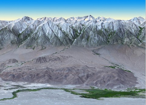 At 14,505 feet (4,421 meters) in elevation, California's Mt. Whitney, located in the Sierra Nevada Mountains on the west side of Owens Valley, is the highest point in the contiguous United States. (Image credit: NASA/GSFC/METI/ERSDAC/JAROS, and U.S./Japan ASTER Science Team) At 14,505 feet (4,421 meters) in elevation, California's Mt. Whitney, located in the Sierra Nevada Mountains on the west side of Owens Valley, is the highest point in the contiguous United States. (Image credit: NASA/GSFC/METI/ERSDAC/JAROS, and U.S./Japan ASTER Science Team)