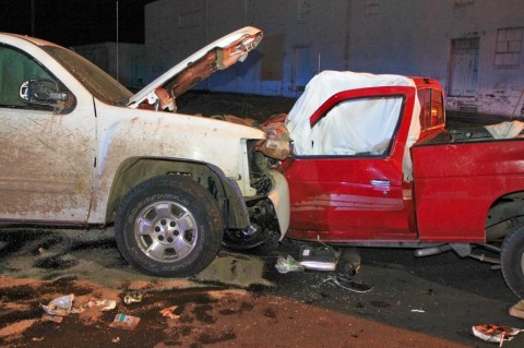 Chevy Silverado crashed head on into a Nissan truck, killing one man. (Photo by Jim Knoll-CPD)