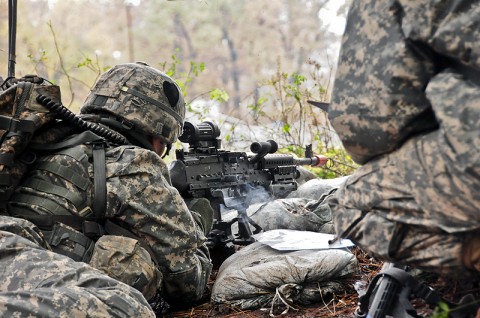 Infantrymen in the 2nd Brigade Combat Team, 101st Airborne Division (Air Assault), stride closer to the finish line of a 12-mile road march during Strike’s Expert Infantryman Badge test at Ft. Campbell, KY, Oct. 28. Throughout the five-day event, 612 Soldiers competed and by week’s end, 106 Soldiers earned the badge. (U.S. Army photo by Sgt. Joe Padula, 2nd BCT PAO, 101st Abn. Div.)