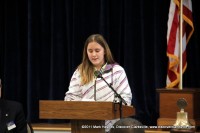 Arianna Reiley reads from her essay at the “Interview A Veteran” Essay Contest Winners program Tuesday, November 8th 2011.